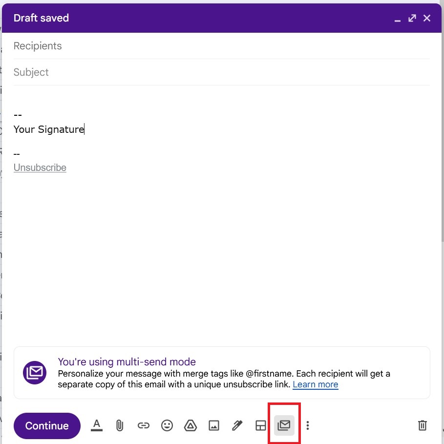 Gmail multi-send example