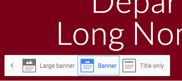 Menu at the bottom left of the header with the Banner option selected