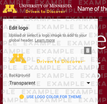 Menu showing the Edit Logo options.