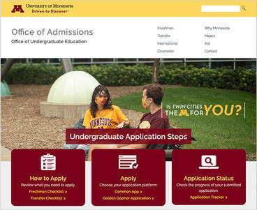Example of Block M with unit name on University of Minnesota admissions website
